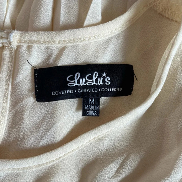 Lulus Cream Pleated Back Lined Semi-sheer Tank Top Medium Women’s - Picture 9 of 11